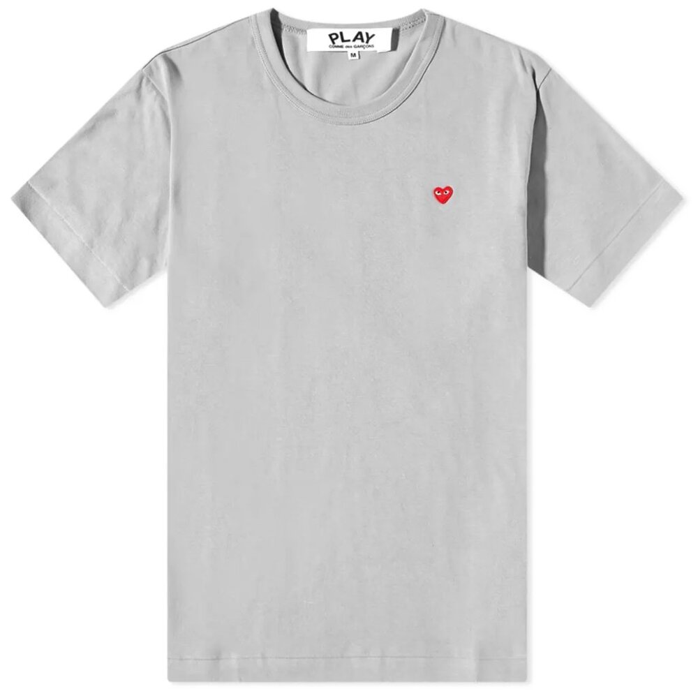 Comme des Garcons PLAY CDG Small Red Heart T-Shirt Grey Large